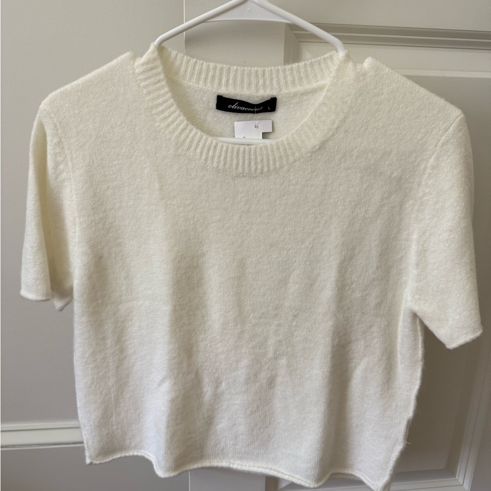 White Short Sleeve Sweater